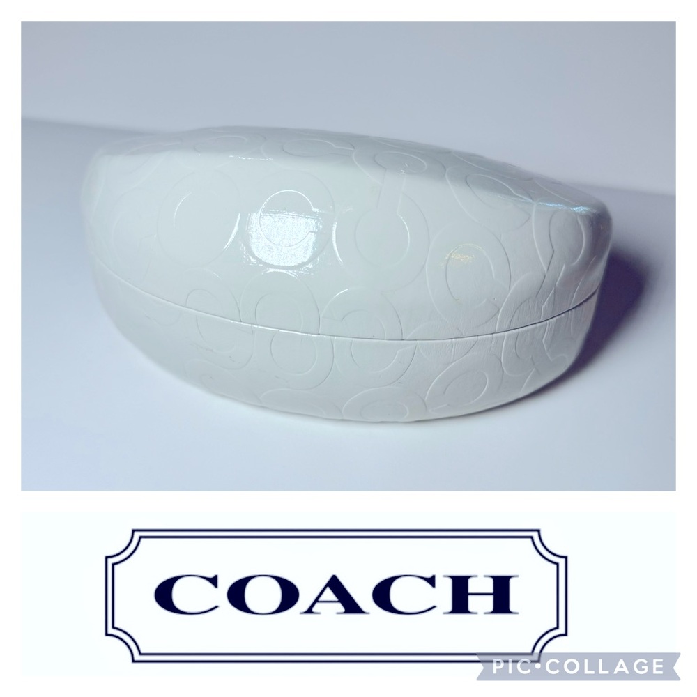 🦋White Embossed COACH Clamshell Large Sunglasses CASE with Cloth🦋